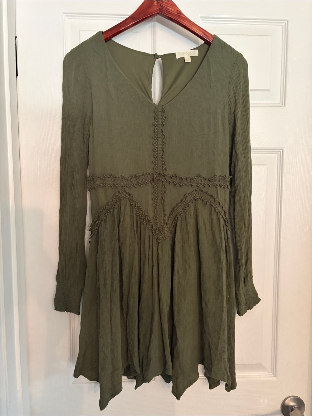 🖤 Olive Green Dress Long Sleeve Boho Dress